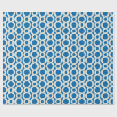 Chic blue interlocking pattern monogram geschenkpapier (Flach)