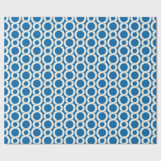 Chic blue interlocking pattern monogram geschenkpapier (Flach)