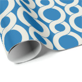 Chic blue interlocking pattern monogram geschenkpapier (Rolleneckpunkt)