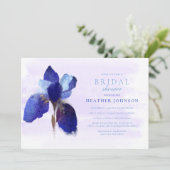 Chic Blue Iris Blume Botanical Watercolor Wedding Einladung (Stehend Vorderseite)