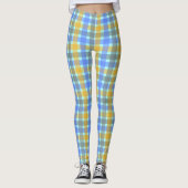 Chic Blue Karo Pattern Leggings (Vorderseite)