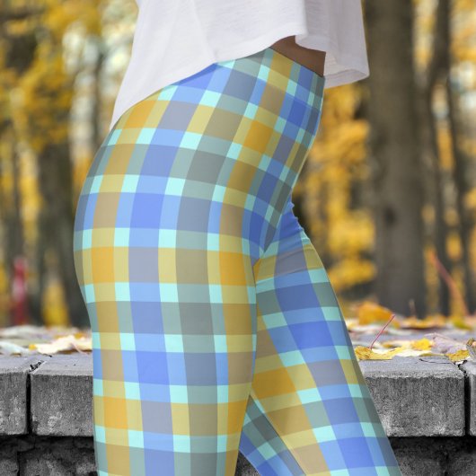 Chic Blue Karo Pattern Leggings