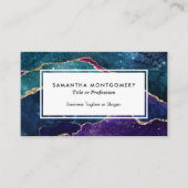 Chic Blue Lila Aqua Gold Veins Agate Visitenkarte (Vorderseite)