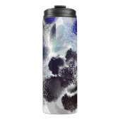 Chic Blue Lila Floral Signature Mit Monogramm Thermosbecher (Vorderseite)