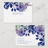 Chic Blue Lila Floral Typografie Mitteilungskarte (Vorne/Hinten)