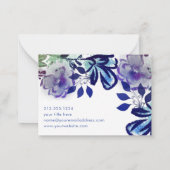 Chic Blue Lila Floral Typografie Mitteilungskarte (Rückseite)