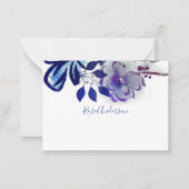 Chic Blue Lila Floral Typografie Mitteilungskarte (Vorderseite)