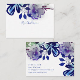 Chic Blue Lila Floral Typografie Mitteilungskarte
