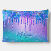 Chic blue lila ombre Glitzer Tropfen Zubehörtasche (Vorderseite)