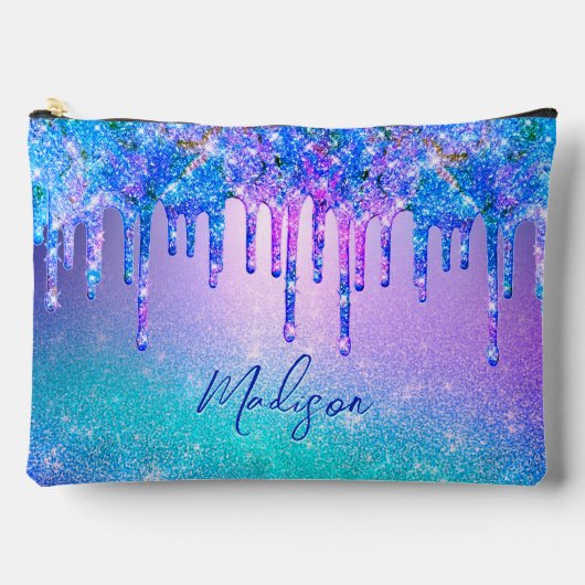 Chic blue lila ombre Glitzer Tropfen Zubehörtasche (Vorderseite)