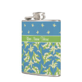 Chic Blue Lily-of-the-Vally Floral Hip Flask Flachmann (Links)