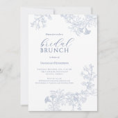 Chic Blue Line Gezeichnet Blumenbrunch Brautparty Einladung (Vorderseite)
