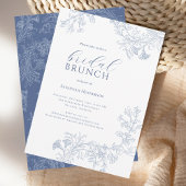 Chic Blue Line Gezeichnet Blumenbrunch Brautparty Einladung