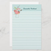 Chic Blue Lined Custom Stationery Briefpapier (Vorne/Hinten)