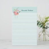 Chic Blue Lined Custom Stationery Briefpapier (Stehend Vorderseite)