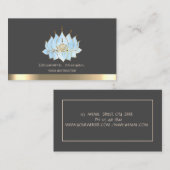 Chic Blue Lotus Gold Stripe Yoga Instructor Visitenkarte (Vorne/Hinten)