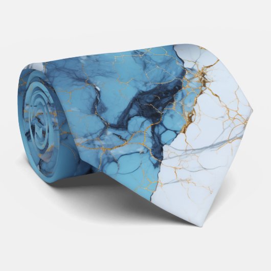 Chic Blue Marble Krawatte (Gerollt)