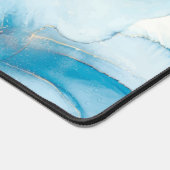 Chic Blue Marble und Gold Personalisiert Schreibtischunterlage (Ecke)