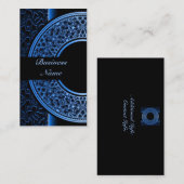 Chic Blue Medallion Business Card 4 Visitenkarte (Vorne/Hinten)