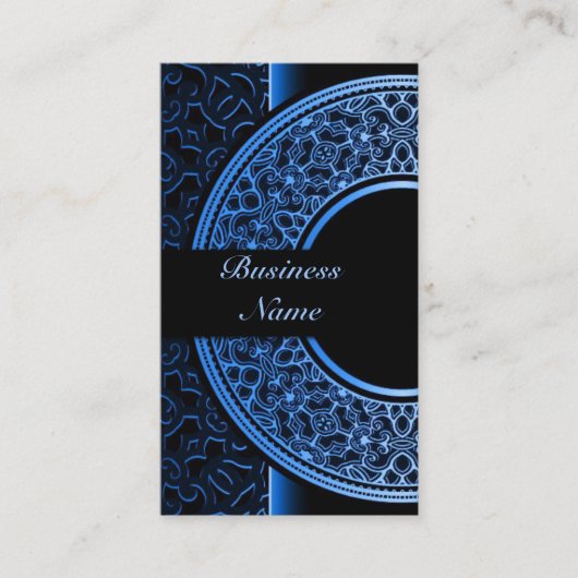 Chic Blue Medallion Business Card 4 Visitenkarte (Vorderseite)