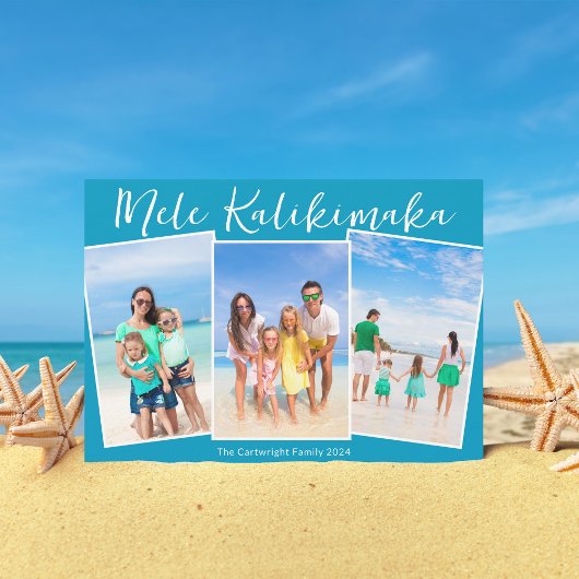 Chic Blue Mele Kalikimaka 3 Beach Foto Weihnachten