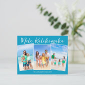 Chic Blue Mele Kalikimaka 3 Foto Weihnachten (Stehend Vorderseite)