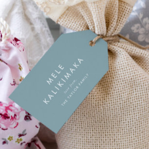 Chic Blue Mele Kalikimaka Familie Weihnachtsfeiert Geschenkanhänger