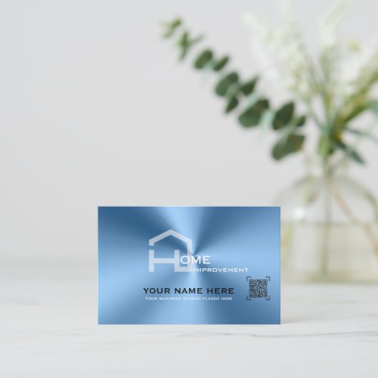 Chic Blue Metallic moderne Visitenkarte (Stehend Vorderseite)