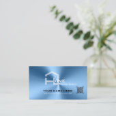 Chic Blue Metallic moderne Visitenkarte (Stehend Vorderseite)