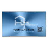 Chic Blue Metallic moderne Visitenkarte Magnetische Visitenkarte (Vorderseite)