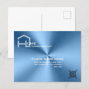 Chic Blue Metallic Modernes Business Postkarte