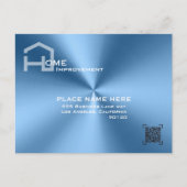 Chic Blue Metallic Modernes Business Postkarte (Vorderseite)