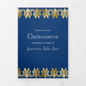 Chic Blue mit Gold Quinceanera Party Einladung (Cover)