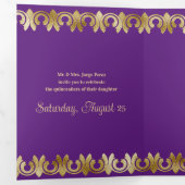 Chic Blue mit Gold Quinceanera Party Einladung (Innen Erste Seite)