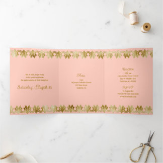 Chic Blue mit Gold Quinceanera Party Einladung