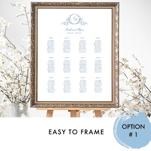 Chic Blue Mit Monogramm Hochzeitssymbol Poster