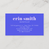Chic Blue Modern Hairstylist Visitenkarte (Rückseite)