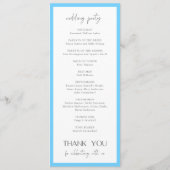 Chic Blue Modern Wedding Programm (Rückseite)