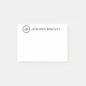 Chic Blue Monogram Custom Personalisiert Name Post-it Klebezettel (Vorderseite)