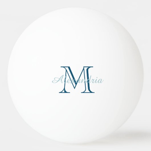 Chic Blue Monogram Tischtennisball (Vorderseite)