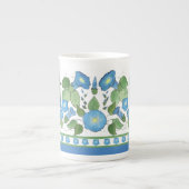 Chic Blue Morning Glory Border Bone China Tasse (Vorderseite)