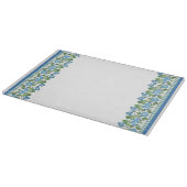 Chic Blue Morning Glory Border Glass Cutting Board Schneidebrett (Ecke)