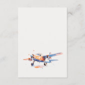 Chic Blue Orange Blush Airplane Hochzeitsempfang Begleitkarte (Rückseite)