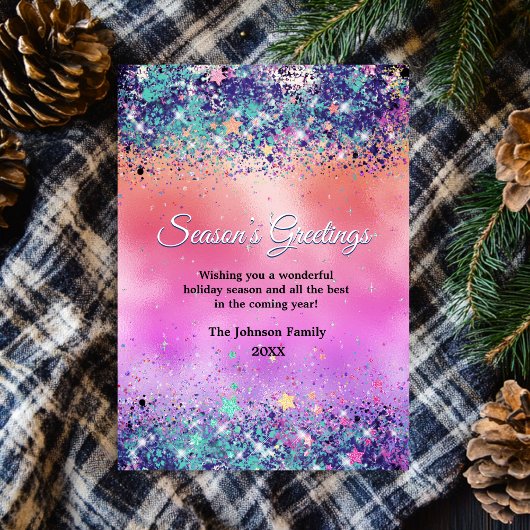 Chic Blue Orange Glitzer Weihnachten Neues Jahr