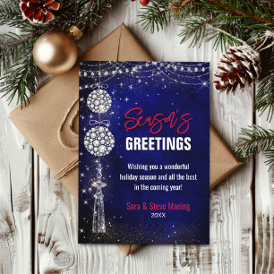 Chic Blue Ornamente Weihnachts-Neujahr Gruß Karte