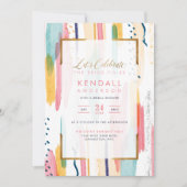 Chic Blue Painted Memphis Abstraktes Brautparty Einladung (Vorderseite)