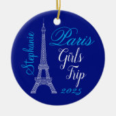 Chic Blue Paris Eiffel Tower Girls Tour Keramik Ornament (Vorne)