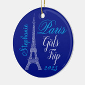 Chic Blue Paris Eiffel Tower Girls Tour Keramik Ornament (Links)