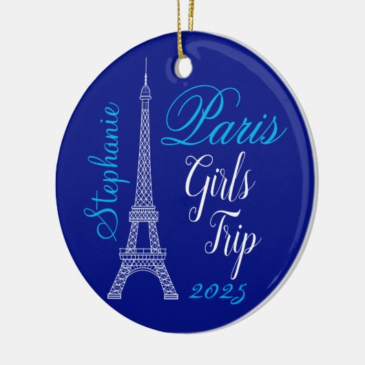 Chic Blue Paris Eiffel Tower Girls Tour Keramik Ornament (Links)
