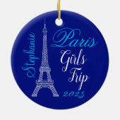 Chic Blue Paris Eiffel Tower Girls Tour Keramik Ornament (Hinten)